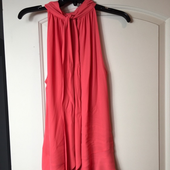 Maxstudio tie neck blouse in deep coral - Picture 2 of 14